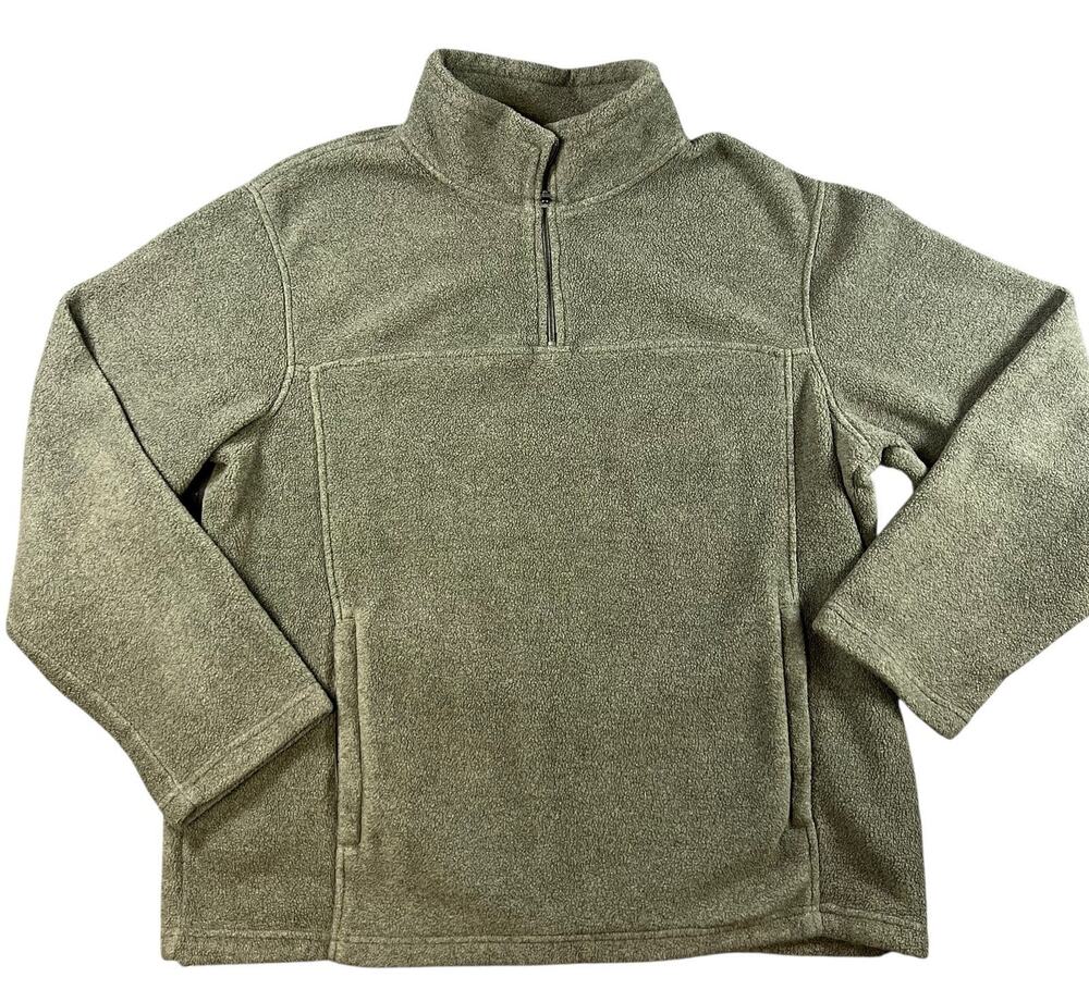 Tek Gear Quarter Zip Fleece Pullover Olive Green XL Long Sleeve Jacket